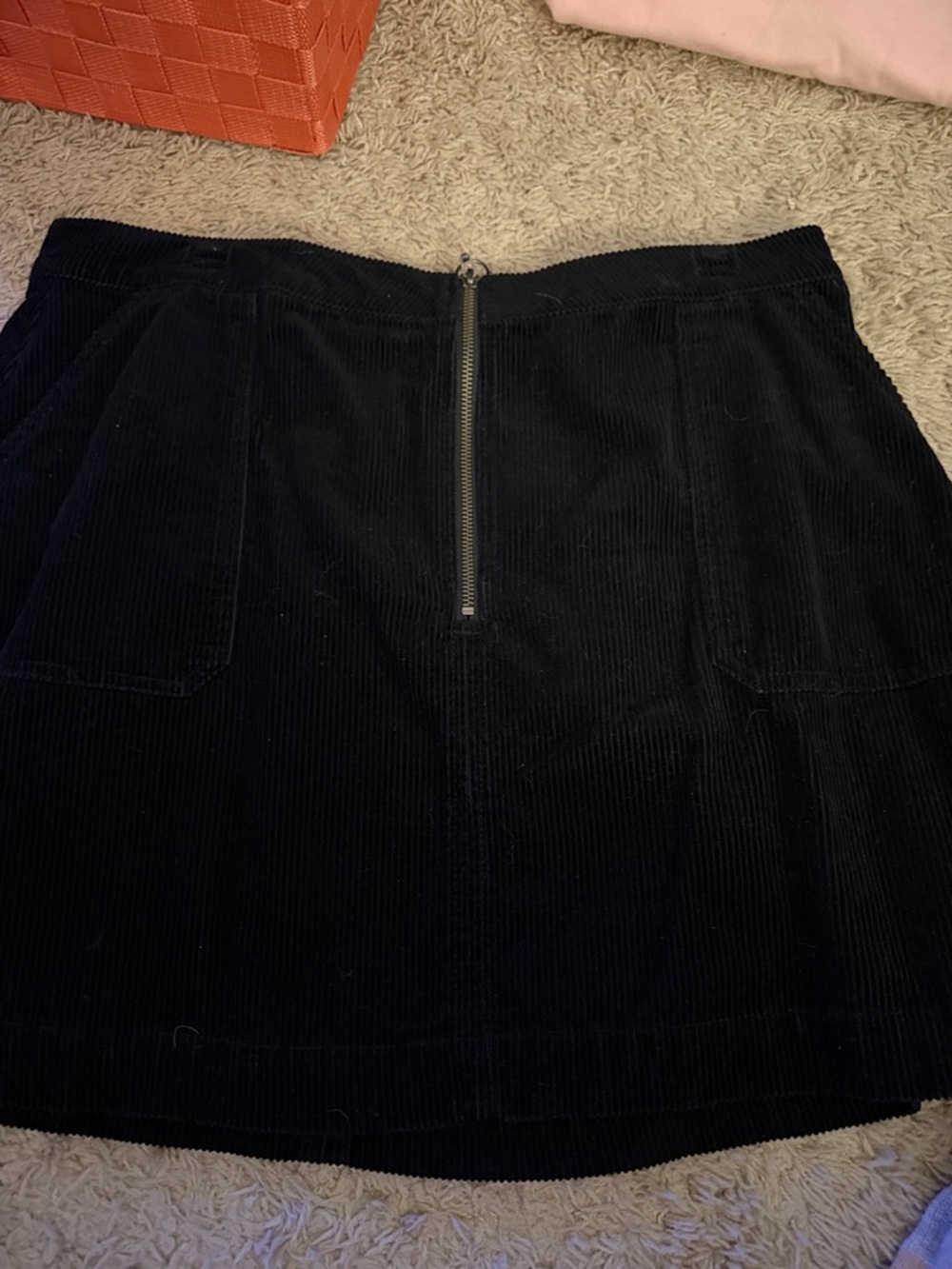 bp Navy Corduroy Mini Skirt with Front Zip